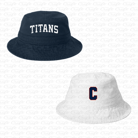 Centennial Titans Navy/White Bucket Hats with NO CHIN DRAWCORD