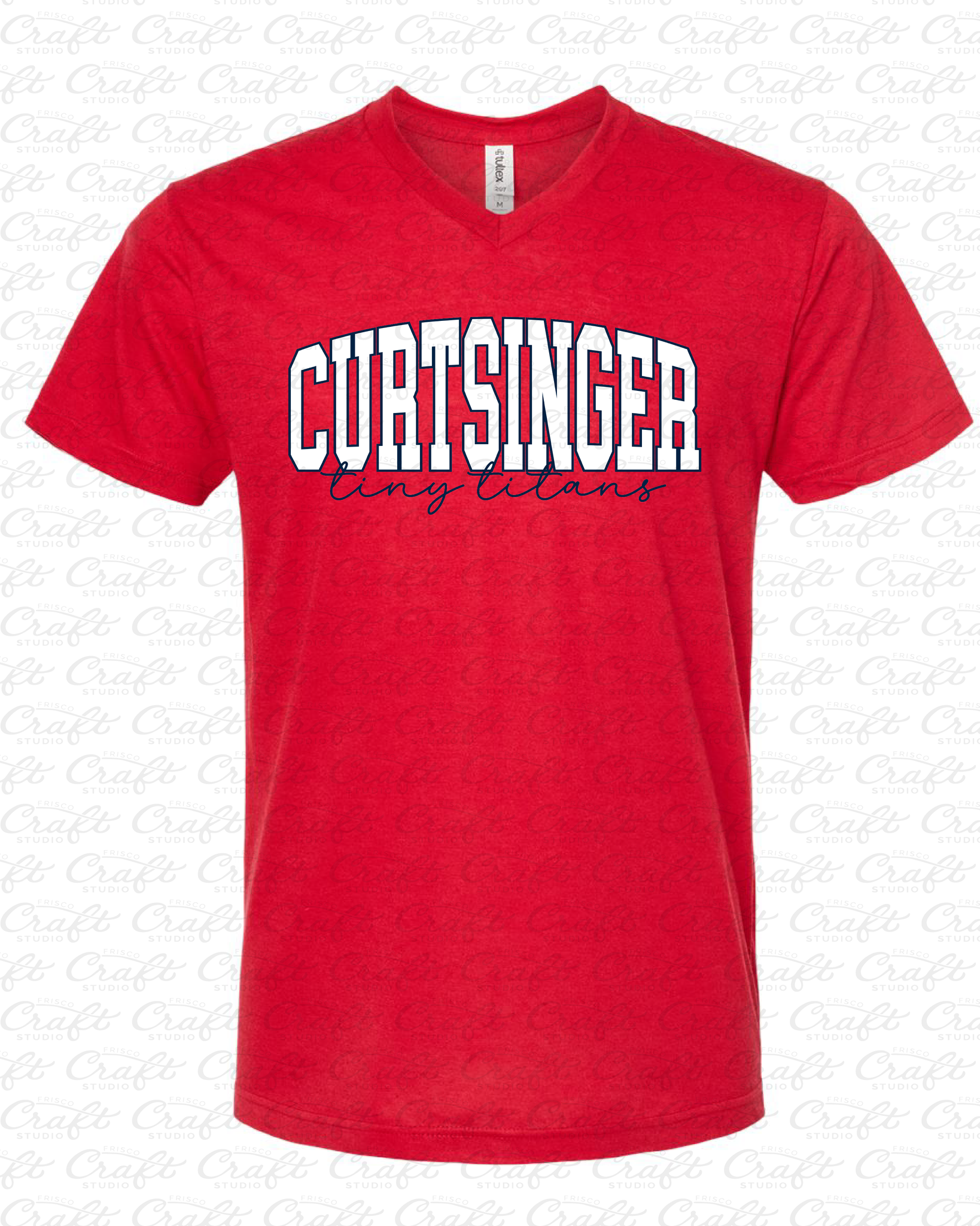 Curtsinger Teachers Vintage V-Neck Red  T-Shirt