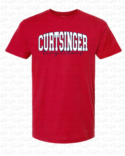 Curtsinger Teachers Vintage Red Crew Neck  T-Shirt