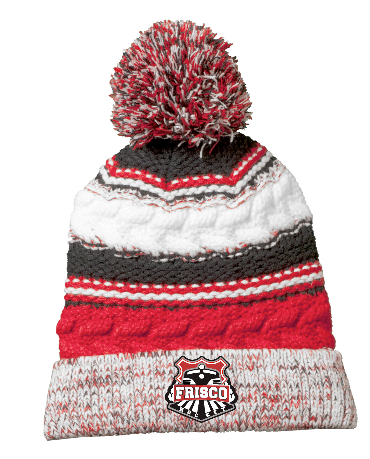 Frisco Ice Hockey Embroidered Patch Pom Beanie